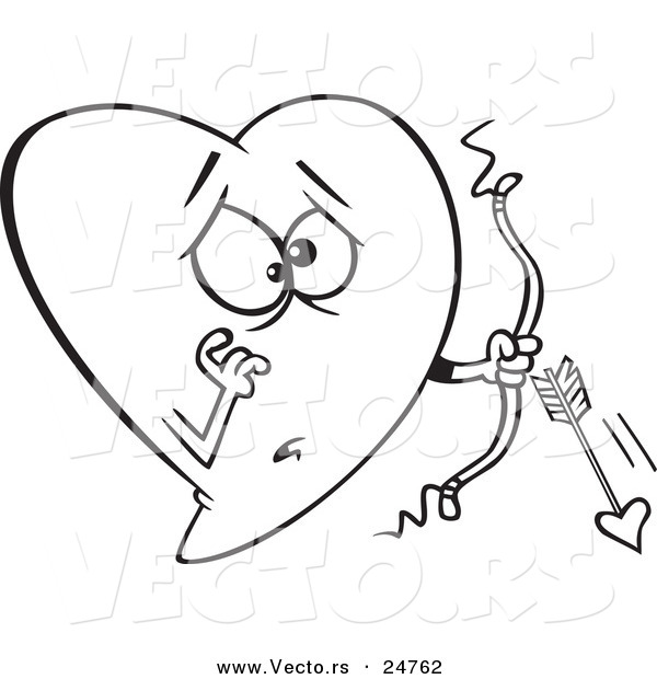 600x620 Vector Of A Cartoon Heart Cupid With A Broken Arrow