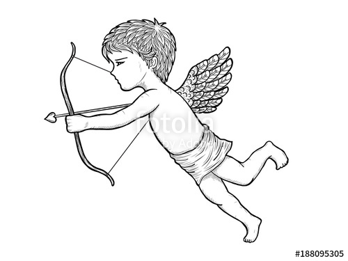 500x375 Cupid Art Highly Detailed In Line Art Style.cupid Vector By Hand