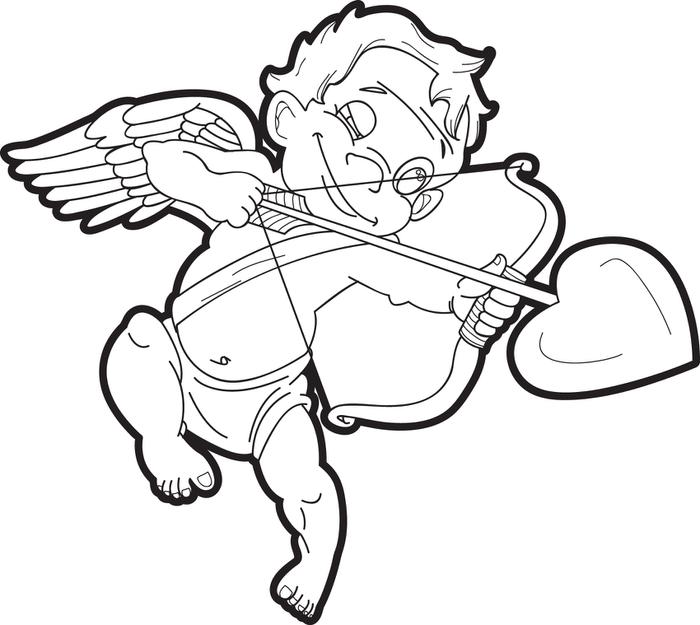 700x625 Free, Printable Cupid Coloring Page For Kids