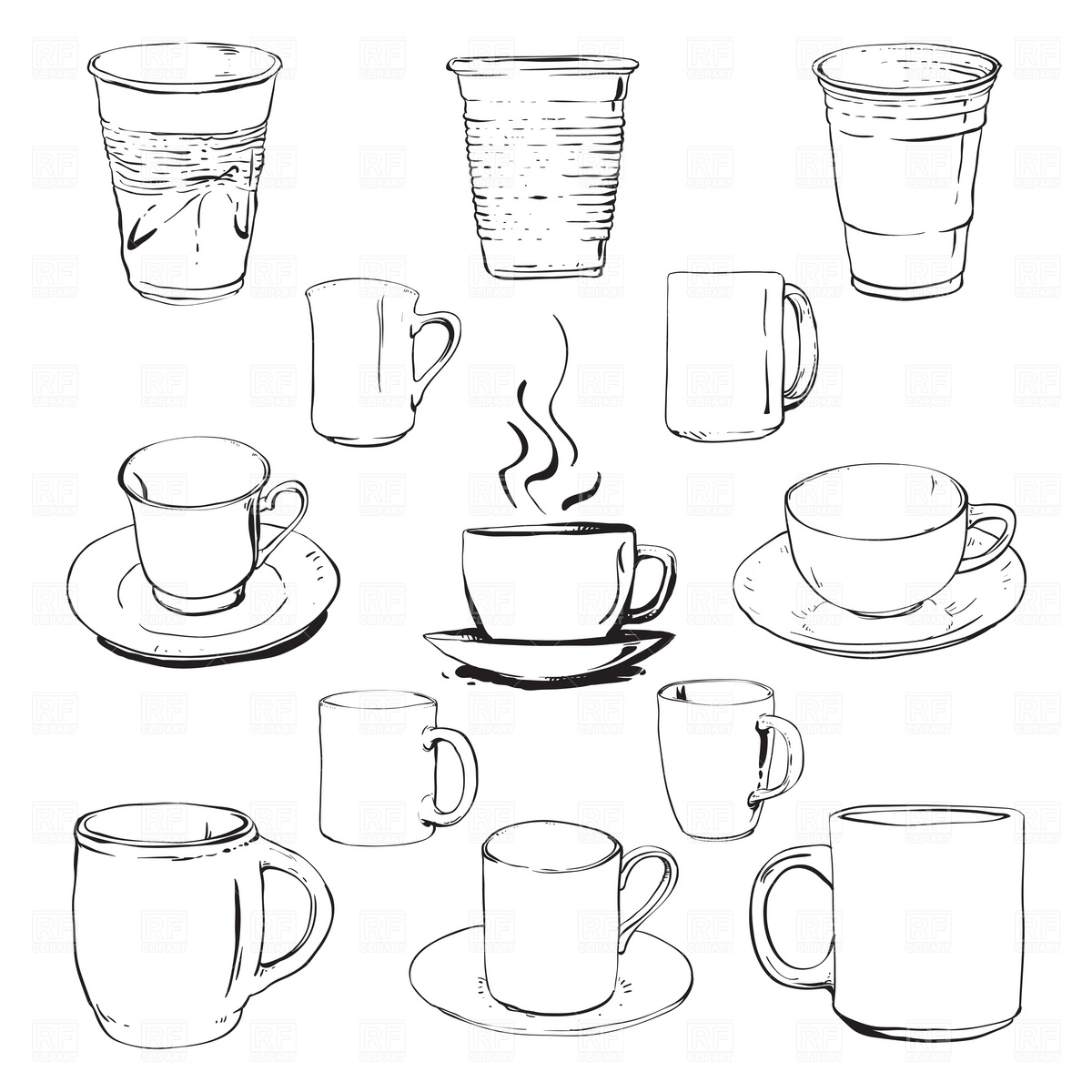 1200x1200 Cups Set Royalty Free Vector Clip Art Image