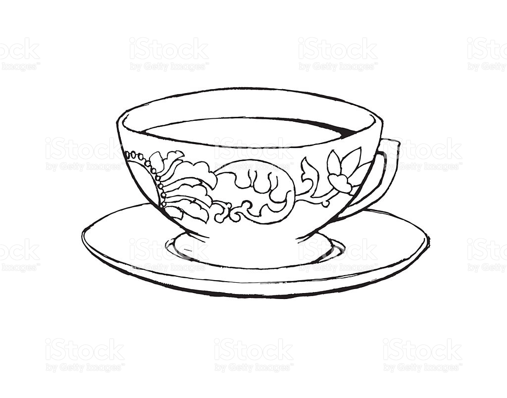 1024x804 Tea Cup Black And White Vector Id480415098 To Drawing