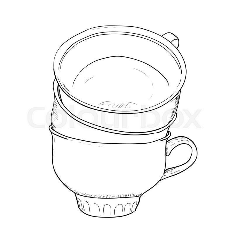 800x800 Vector Sketch Of Cups. Hand Draw Illustration. Stock Vector