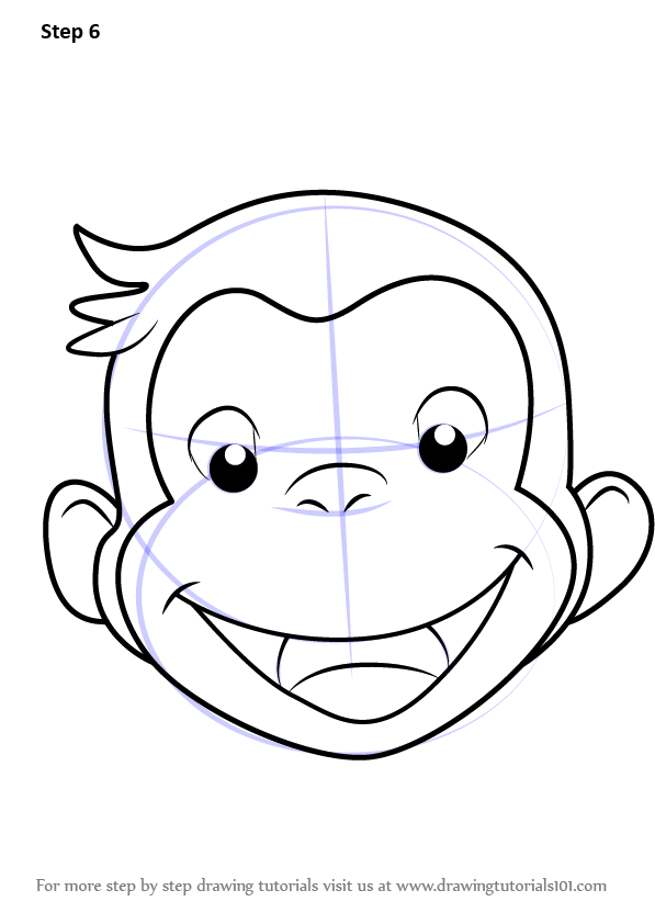 597x842 Learn How To Draw Curious George Face (Curious George) Step By