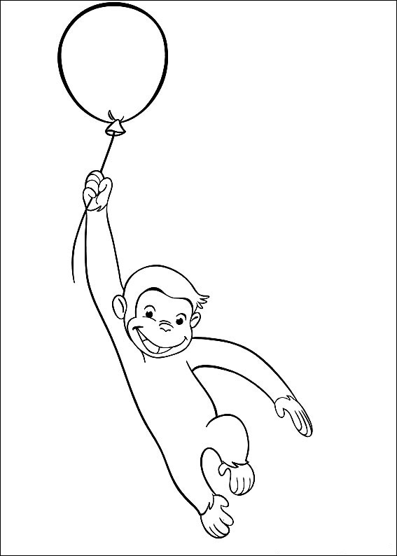 567x794 Curious George With Balloons Coloring Pages Coloring Pages