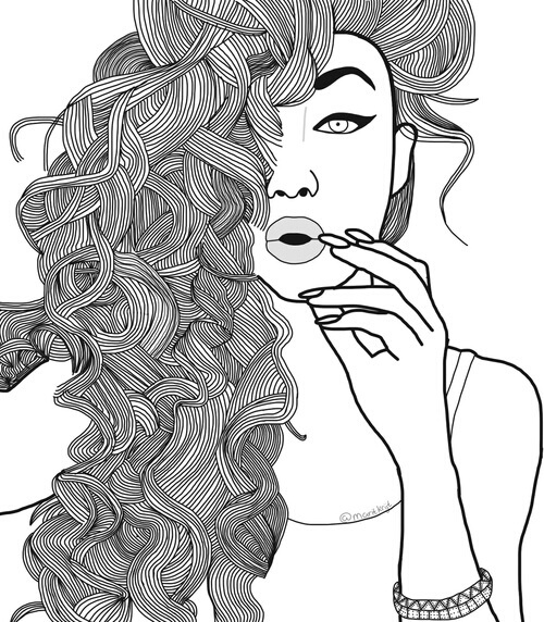 500x572 Curly, Eyebrows, Hair, Lips, Outlines