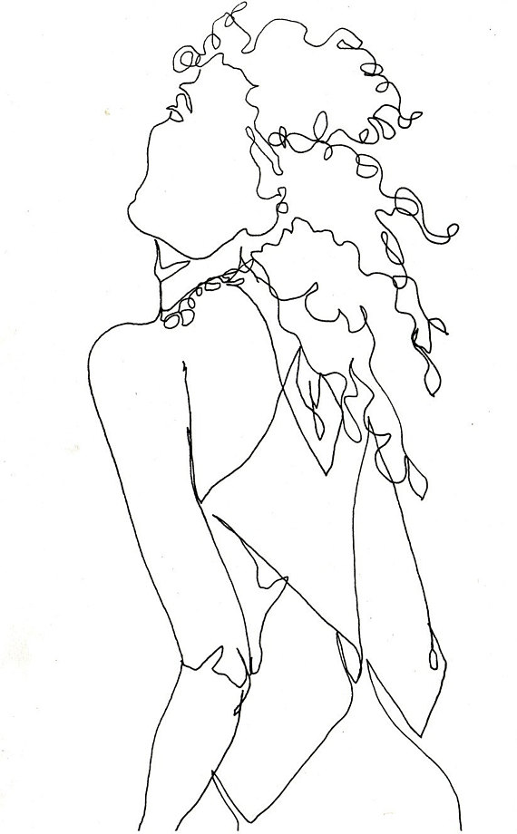 570x920 Art Pen And Ink Drawing Fashion Woman With Curly Hair
