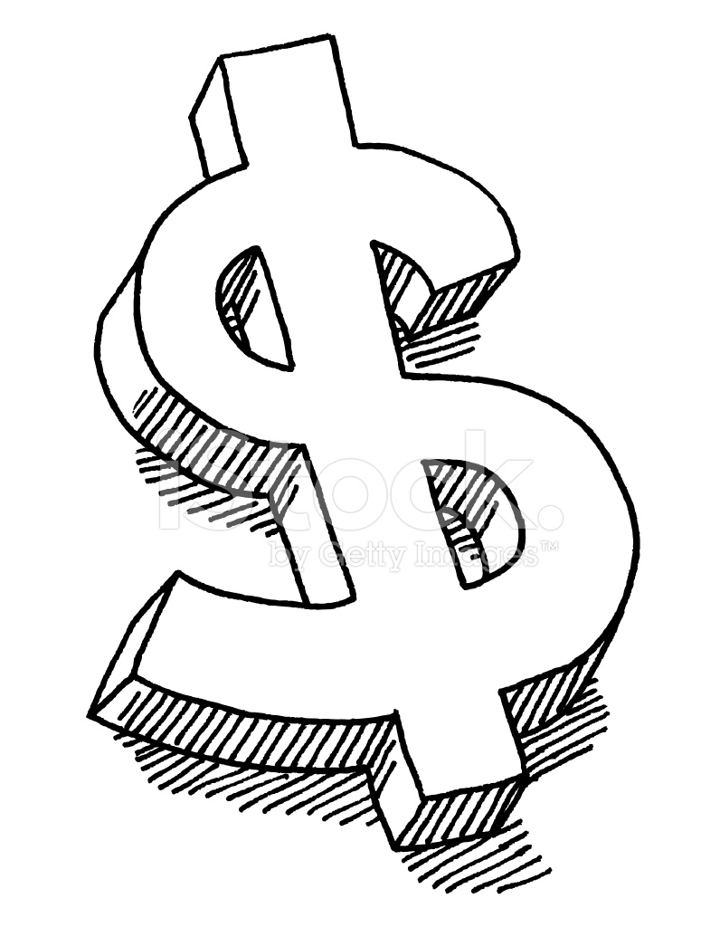 796x1024 Dollar Currency Sign Drawing Stock Vector