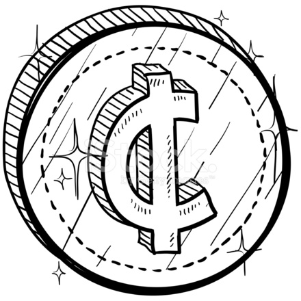 440x440 Cent Currency Symbol On Coin Sketch Stock Vector