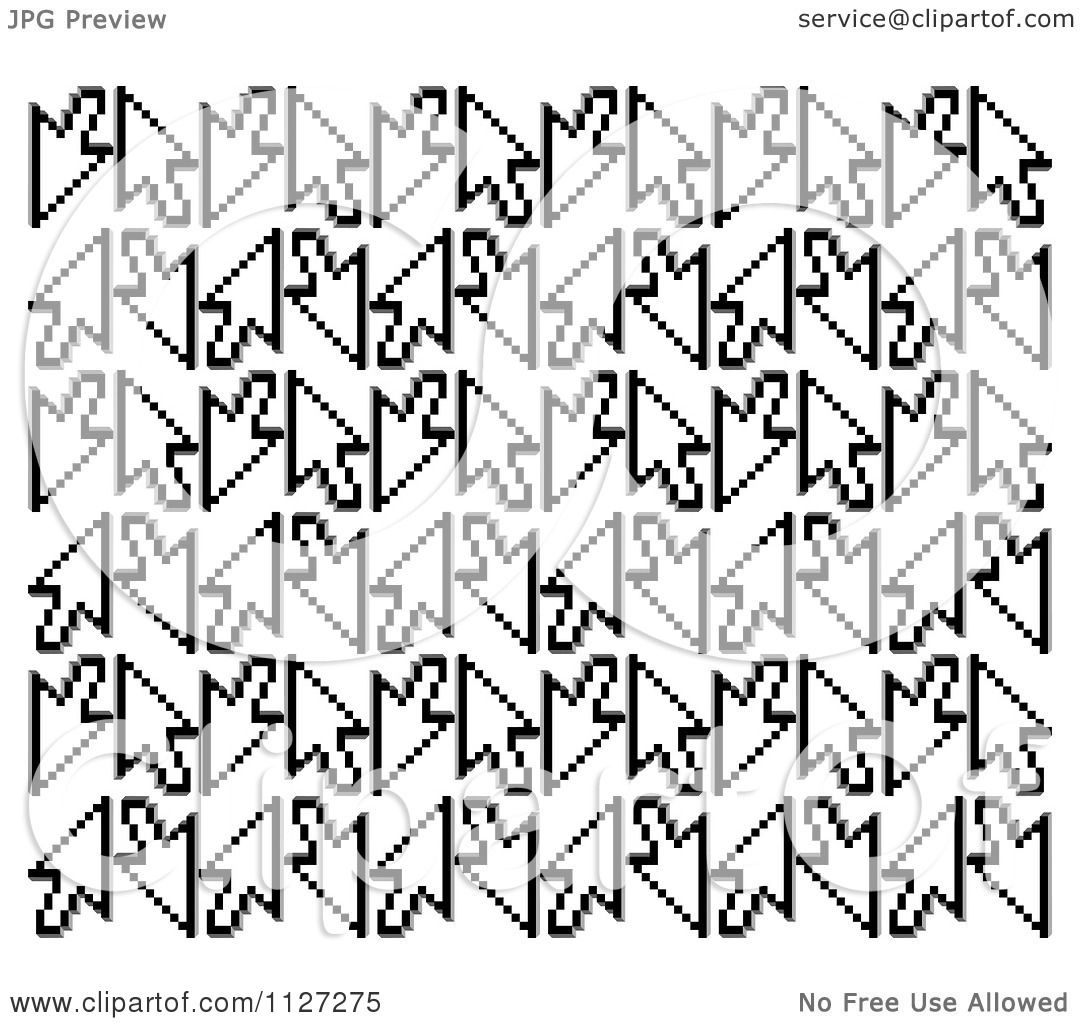 1080x1024 Clipart Of A Seamless Black And White Computer Cursor Arrow