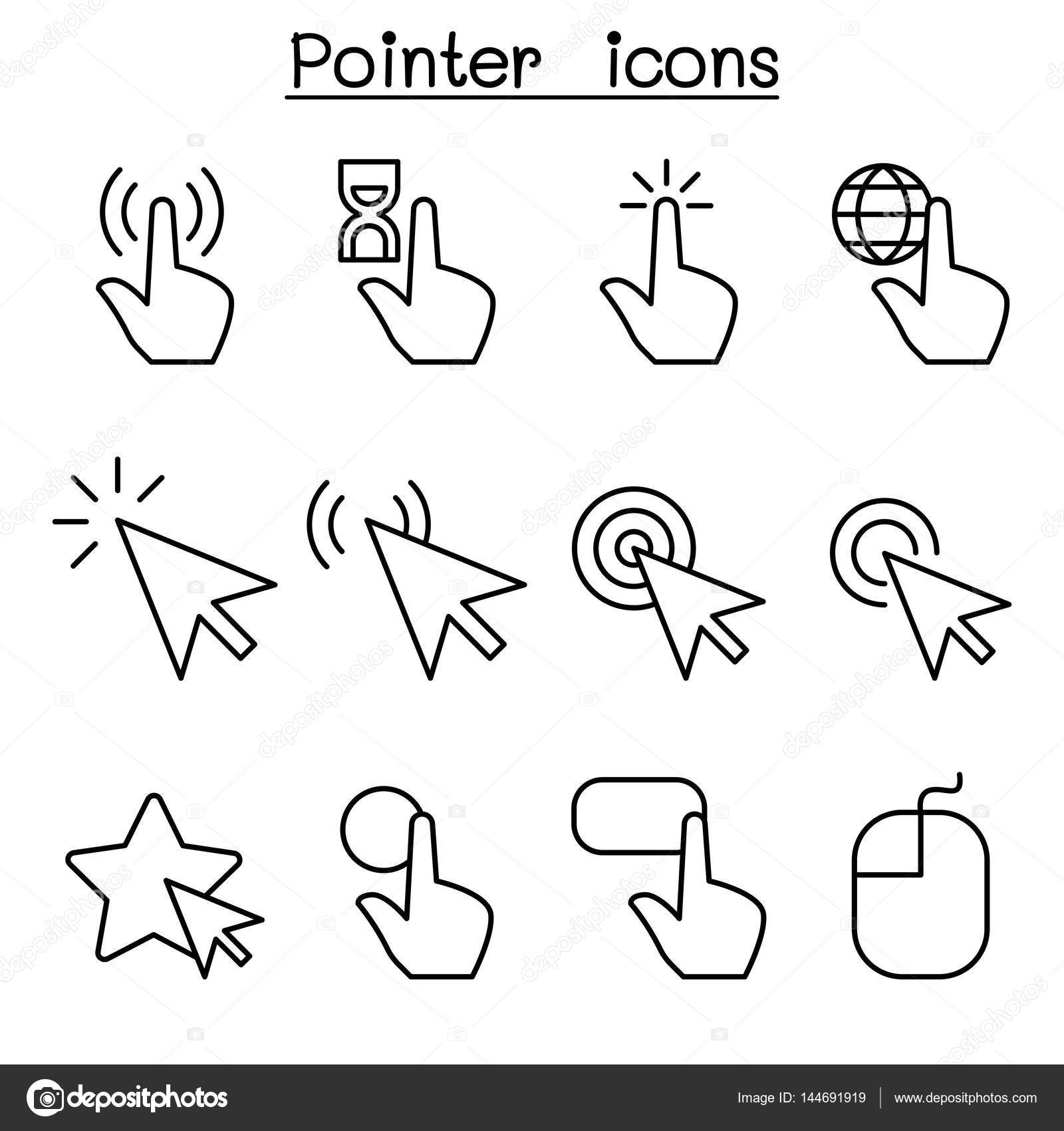 1600x1700 Cursor , Pointer, Click , Arrow , Finger Icon Set In Thin Line S