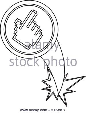 300x392 Cursor Hand Black Web Icon With Golden Border Isolated On White