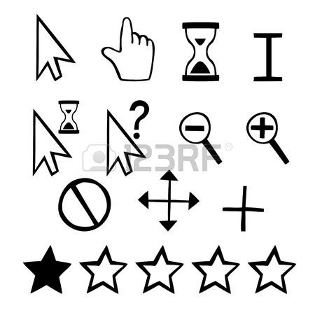 450x450 Hand Drawn Cursors Icons Finger Hand And Magnifier And Rating