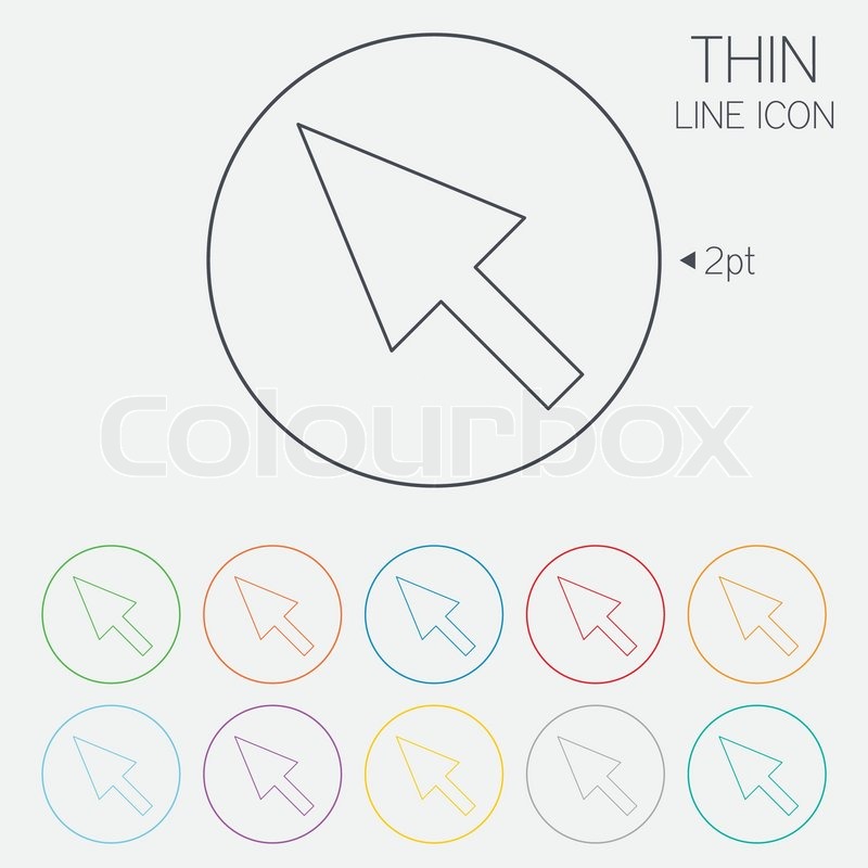 800x800 Mouse Cursor Sign Icon. Pointer Symbol. Thin Line Circle Web Icons