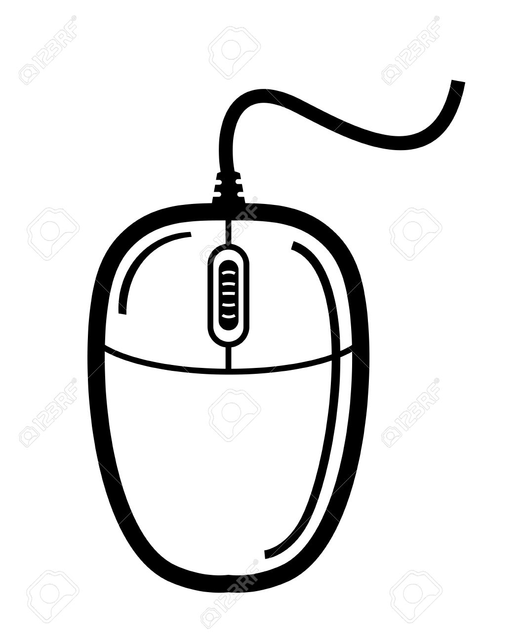 1055x1300 Vector Black Computer Mouse On White Background Royalty Free