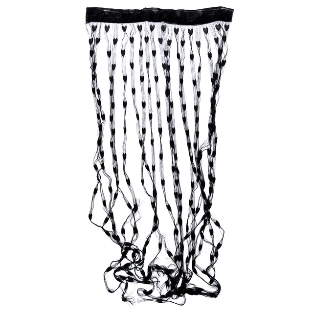 640x640 Practical Boutique Fringe Rope Heart Screen Door Curtain Black