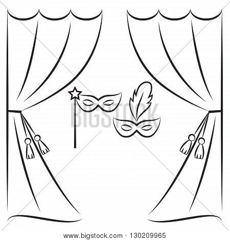 450x470 Theater Curtain Masks Vector Line Vector Amp Photo Bigstock