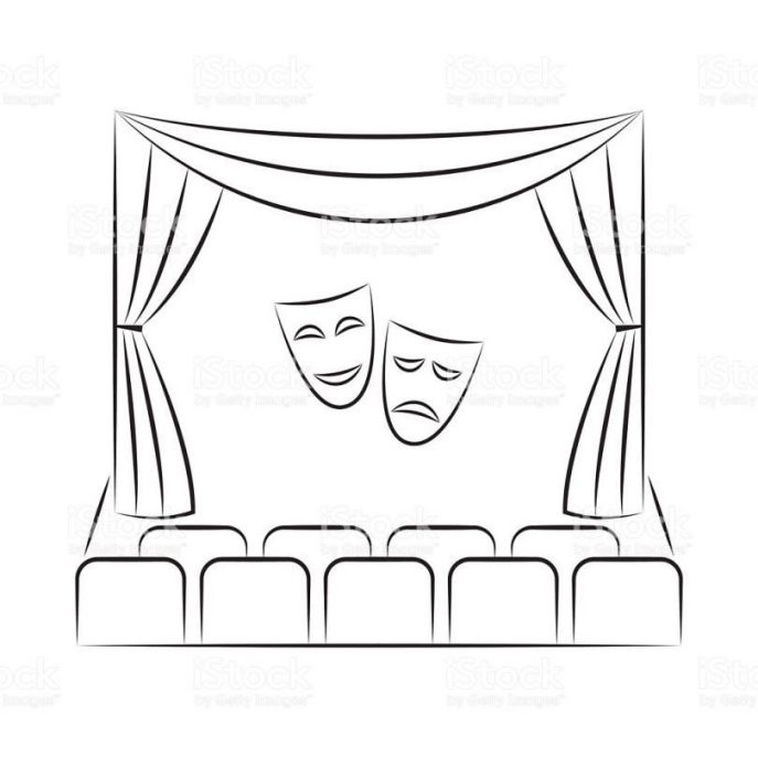 687x687 Curtains Drawing Sketch S Design Element Stock Vector Open