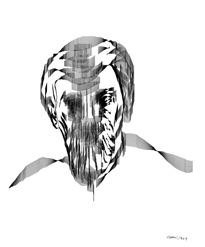 700x842 Csuri Project Artwork Sine Curve Man [C07.13160 ]