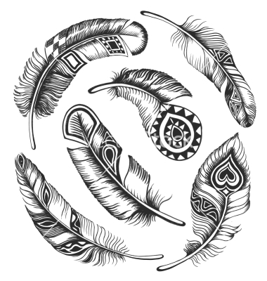 380x400 Vintage Feather Set Vector