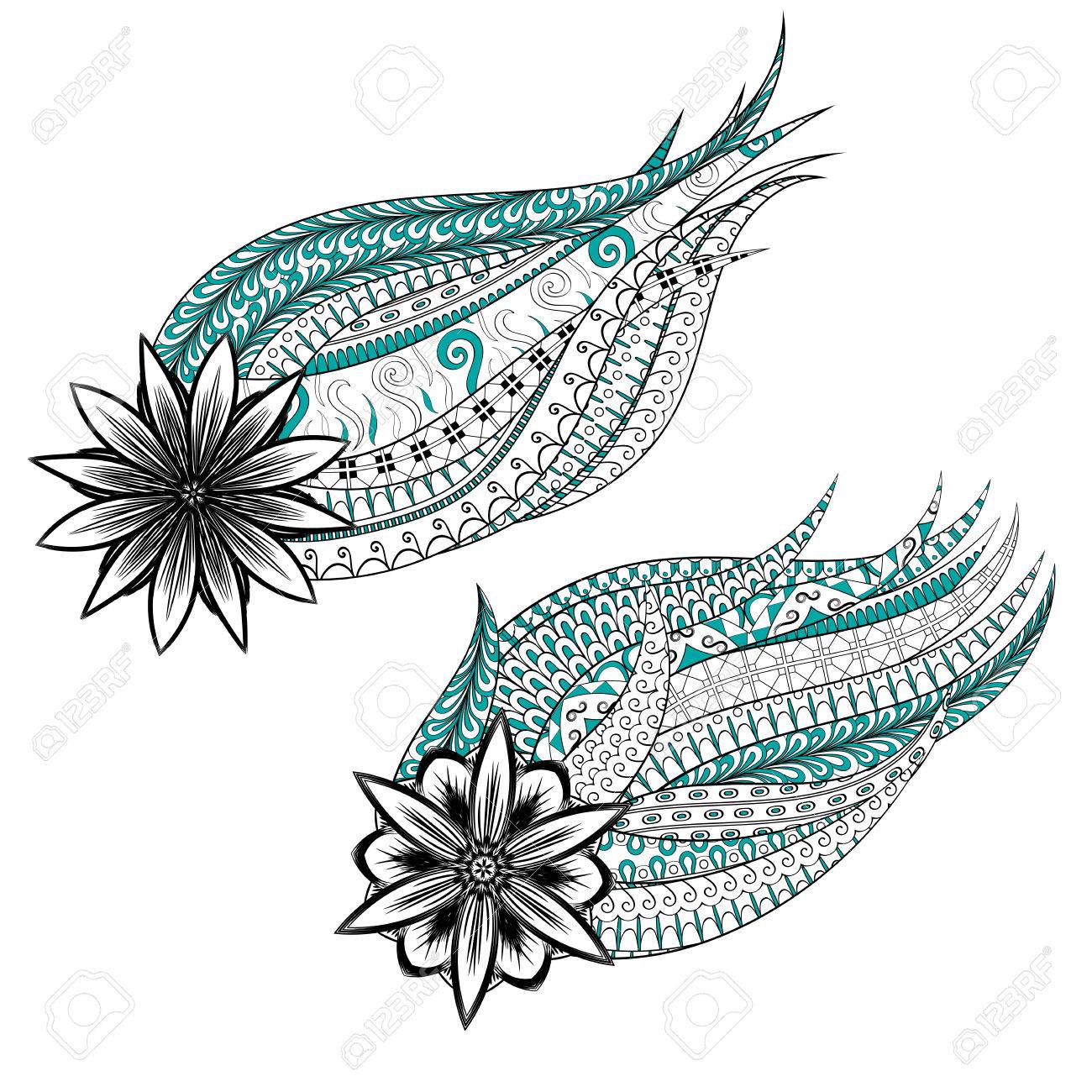 1300x1300 Abstract Objects With Tentacles And Flowers. Doodle Pattern