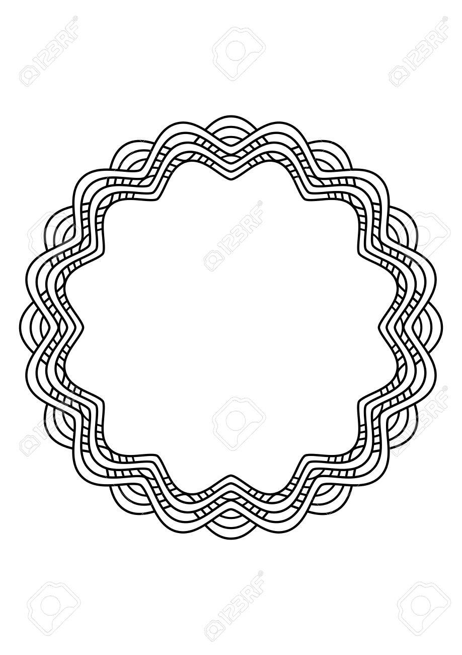 918x1300 Circular Black And White Abstract Design With Curved Objects Stock
