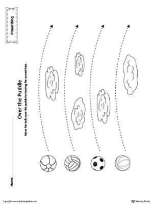 300x400 Balls Curved Line Tracing Prewriting Worksheet Worksheets