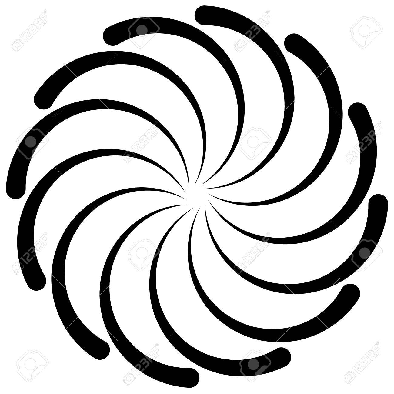 1300x1300 Spiral Shape On White. Curved Lines Rotating From A Centric Point