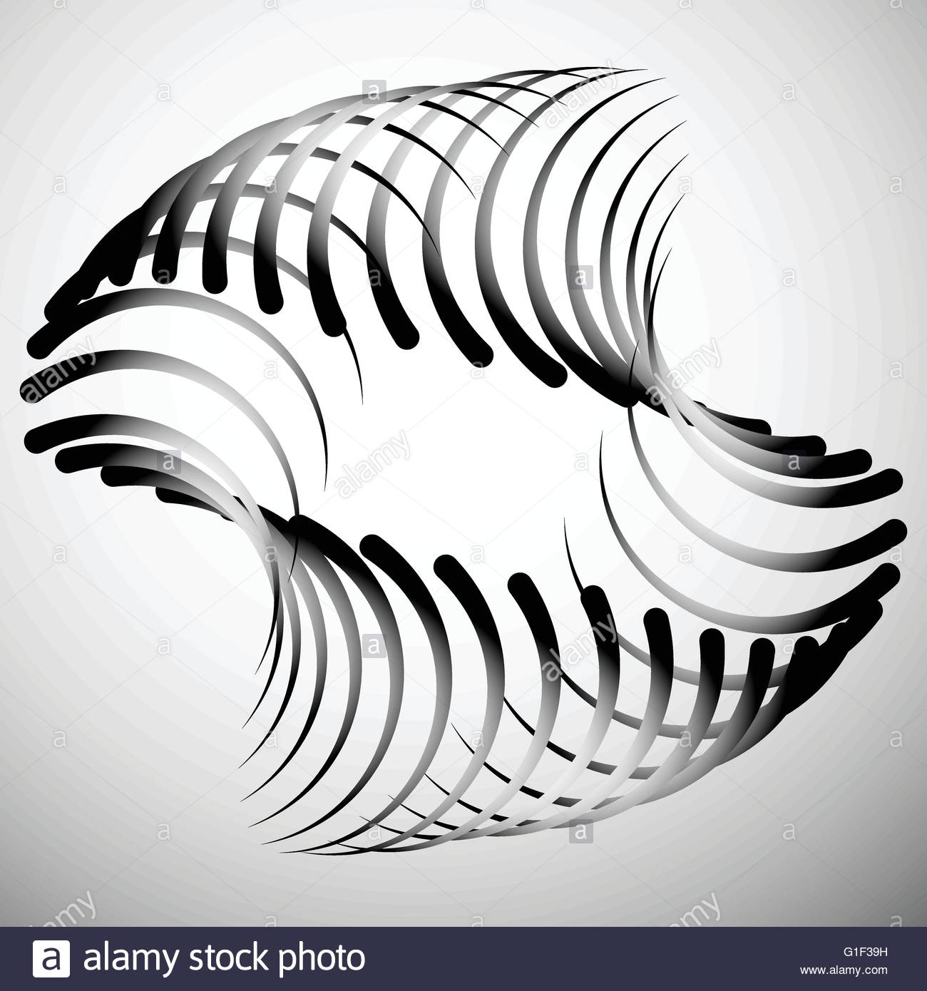 1300x1390 Abstract Element With Intersecting Curved Lines. Grayscale