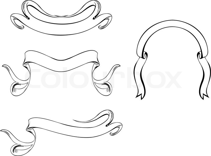 800x594 Four Vintage Curves Banners And Wreath. Vector Illustration