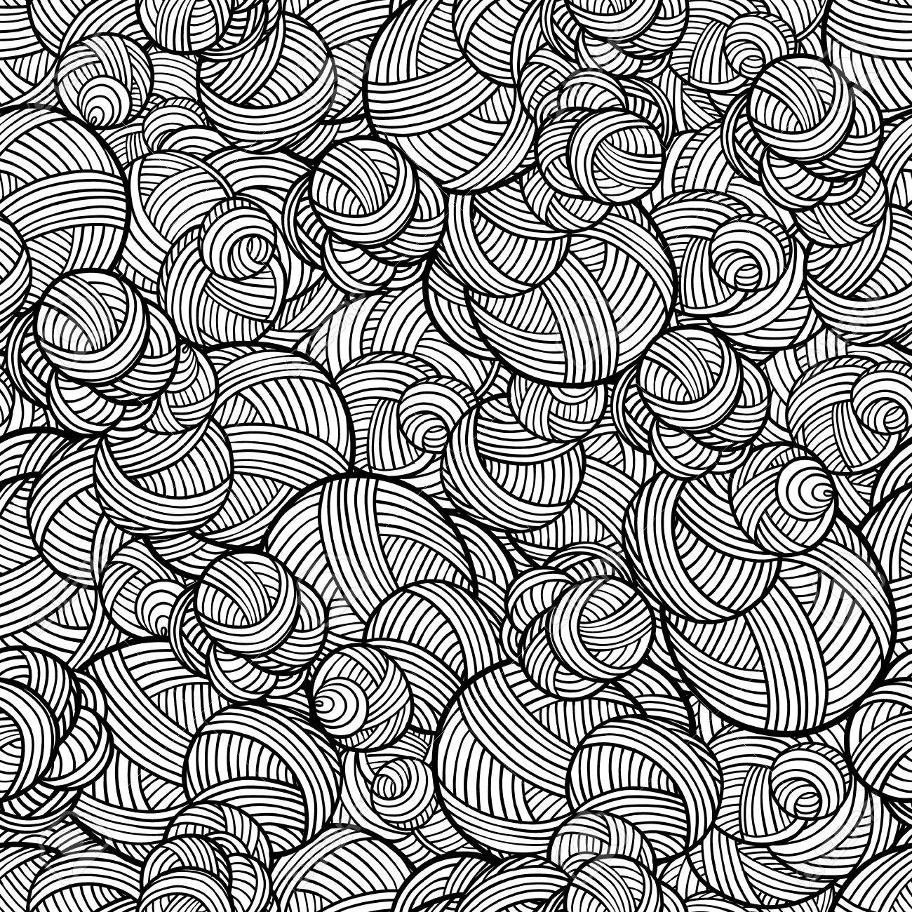 1300x1300 Black And White Lines, Rounds And Curves Seamless Pattern Royalty