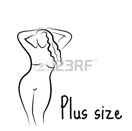 450x449 Plus Size Model Woman Sketch. Hand Drawing Style. Curvy Body