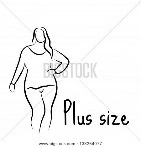 450x469 Plus Size Model Woman Sketch. Hand Vector Amp Photo Bigstock