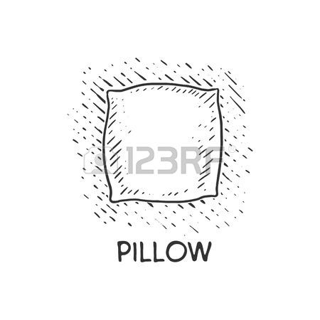 450x450 Pillow Engraving Vector Illustration. Cushion Drawing. Scratch