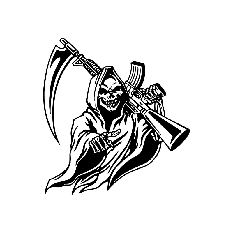 800x800 16.317.7cm Death Machine Gun Skull Bogie Car Stickers