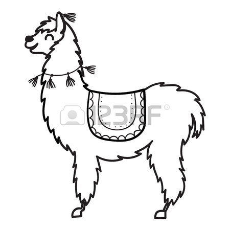 450x450 Cute And Simple Llamas Drawing, Adult And Baby Llama. Funny