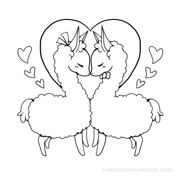 600x600 Love Llama Lineart By On @ Diy