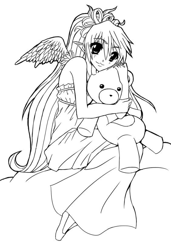 564x795 Cute Angel Lineart By Aeridis