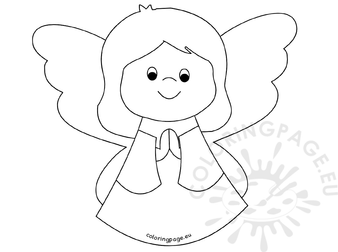1107x827 Cute Angel Girl Praying Coloring Page