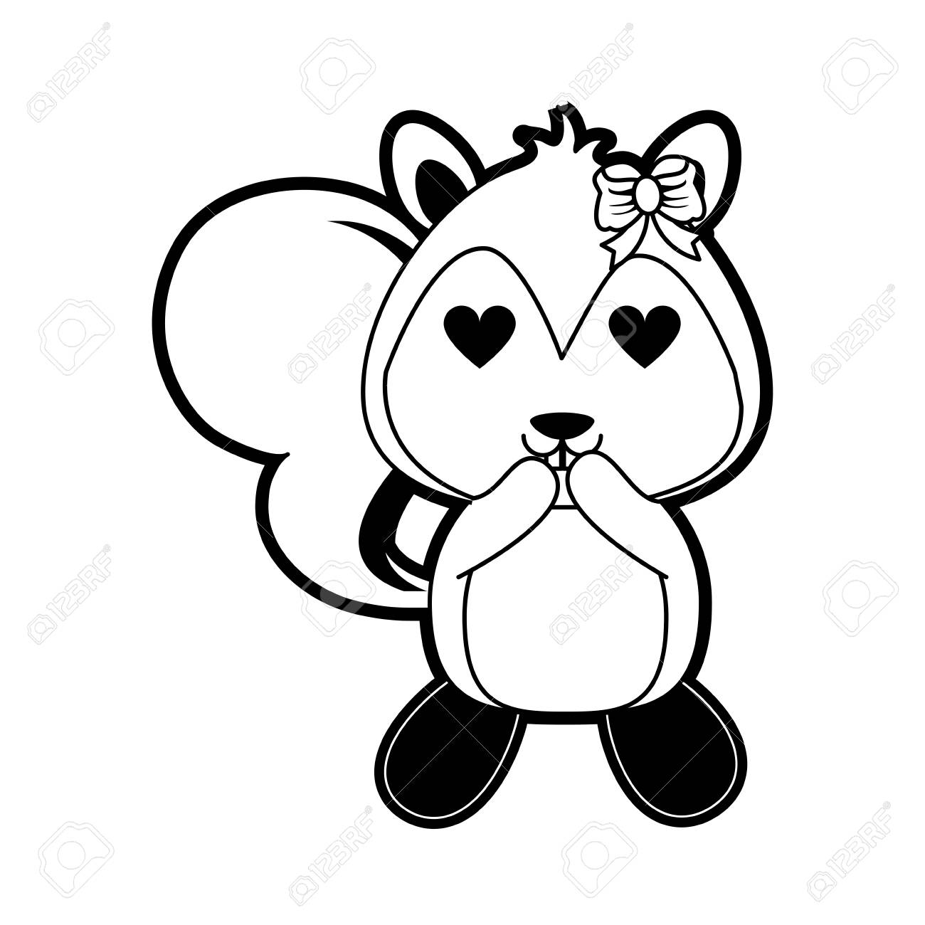 1300x1300 Squirrel With Heart Eyes Cute Animal Cartoon Icon Image Vector