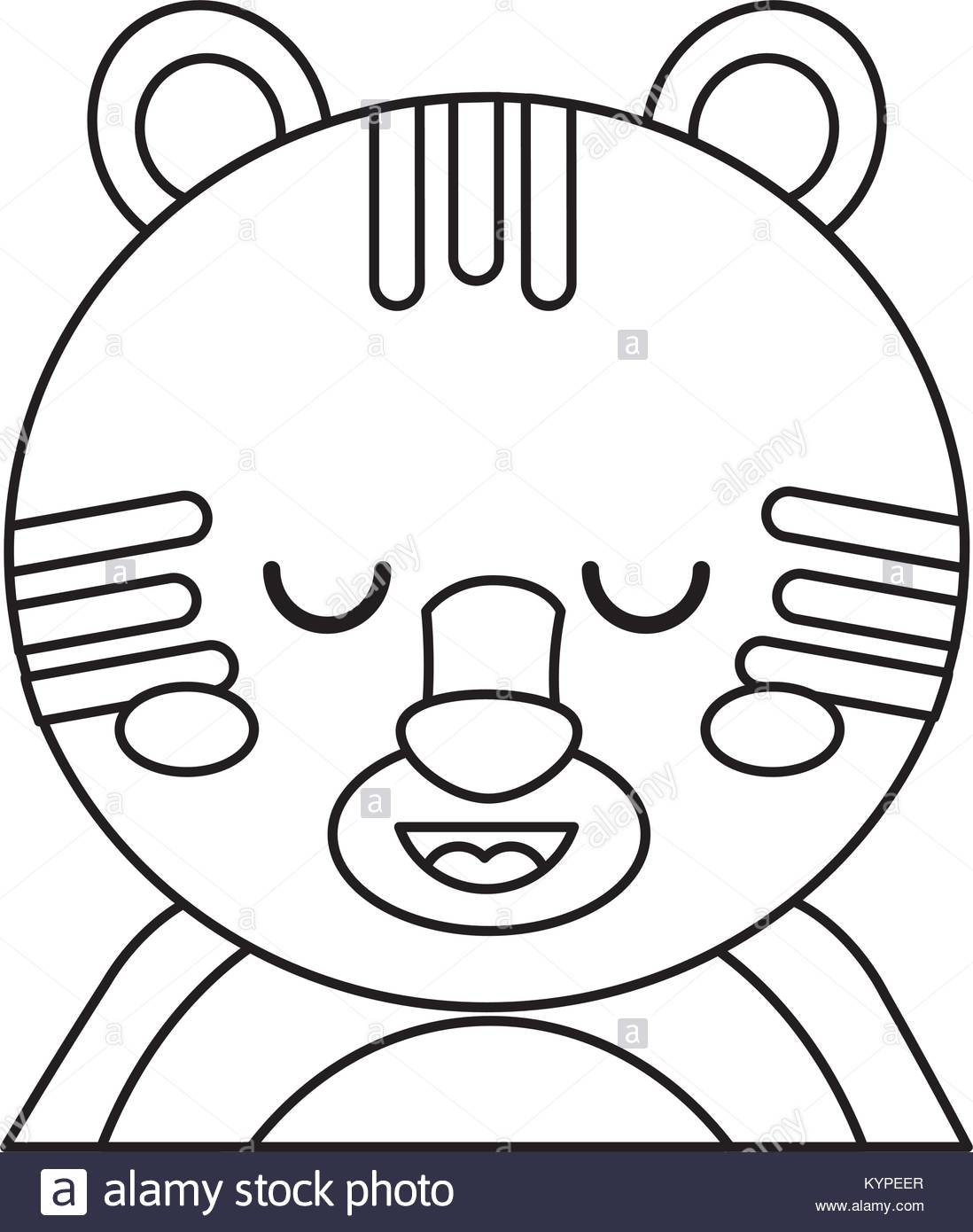 1098x1390 Cute Portrait Tiger Animal Baby With Close Eyes Stock Vector Art