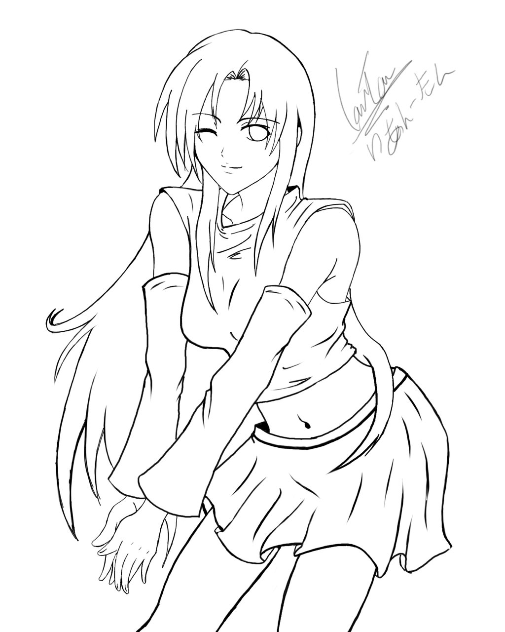 1024x1280 Anime Girl Drawing Line Art By Kusanagi91