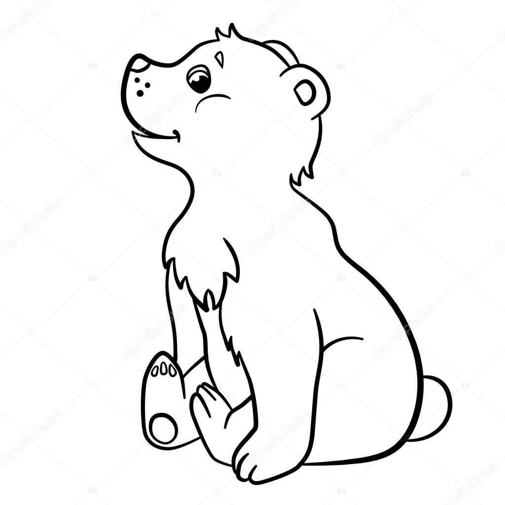 1024x1024 Coloring Pages. Wild Animals. Little Cute Baby Bear. Stock