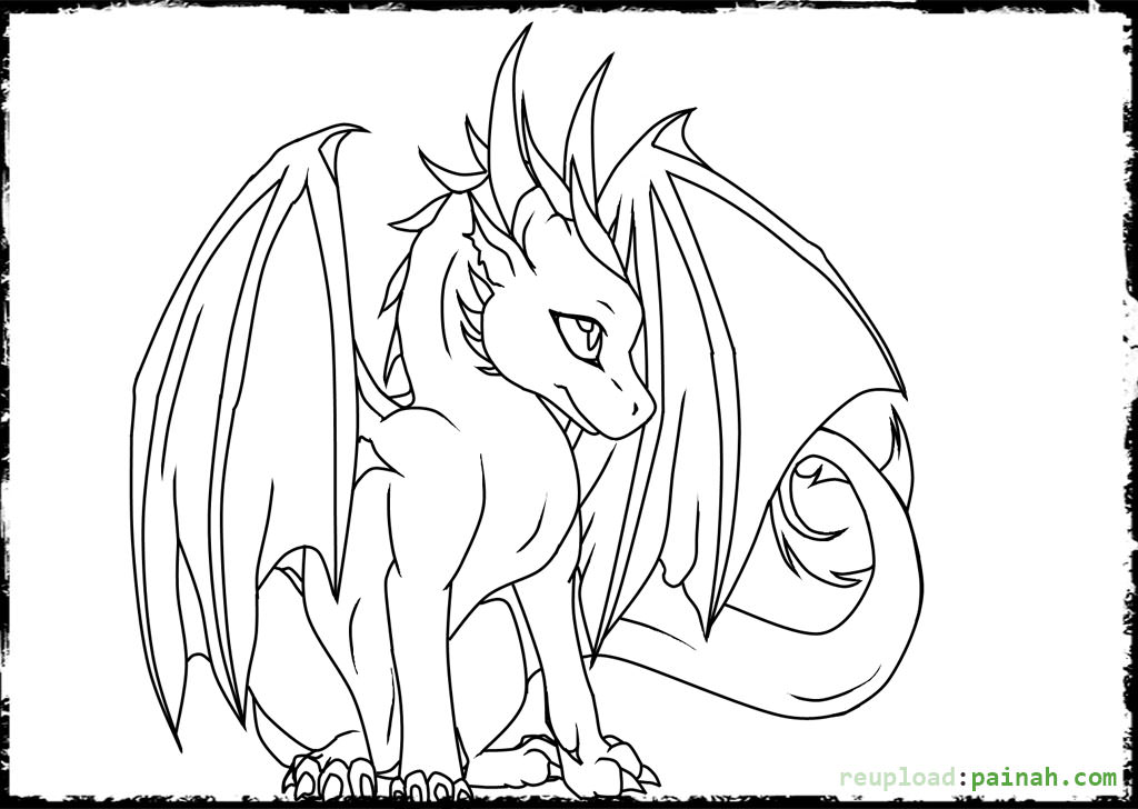 1024x728 Cute Dragon Coloring Pages