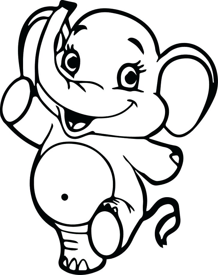 728x915 Elephant Coloring Pages Cute Baby Elephant Elephant Coloring Pages