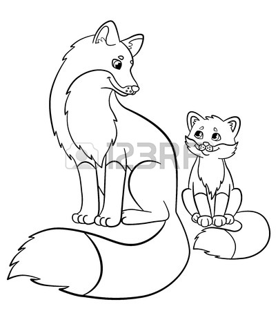 403x450 Coloring Pages. Wild Animals. Little Cute Baby Fox Sleeps. Royalty