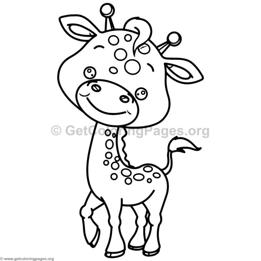 843x843 Cute Baby Giraffe Animal Coloring Pages