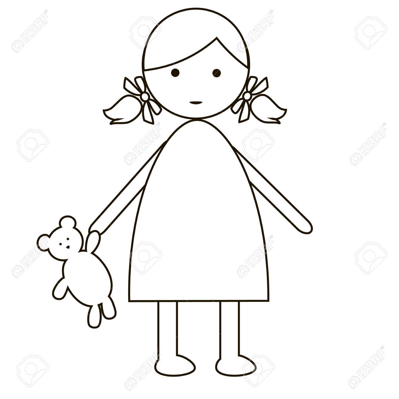 1300x1300 Cute Cartoon Baby Girl Isolated On White Background. Simple Flat