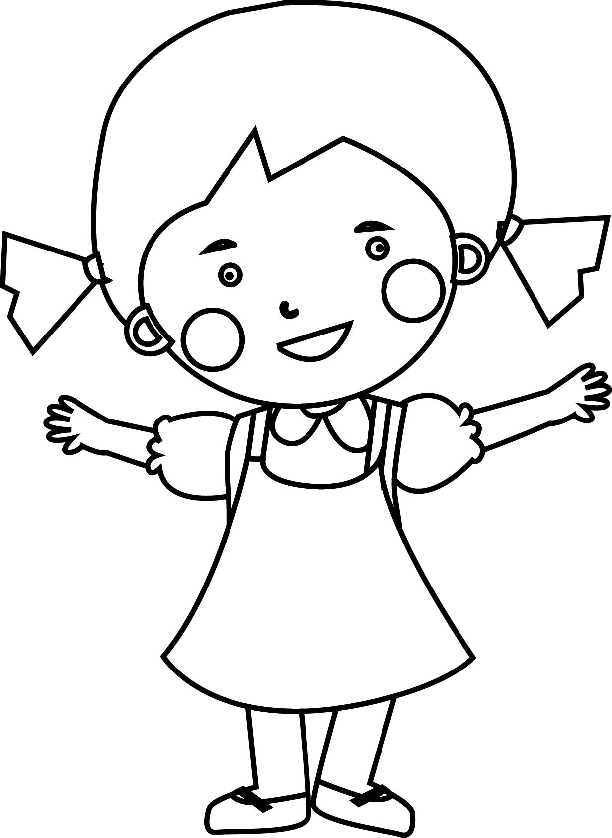 1232x1686 Cute Child Girl Coloring Page Wecoloringpage