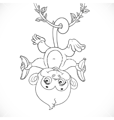 380x400 Cute Baby Monkey With Banana Hanging On The Liana Vector Kay