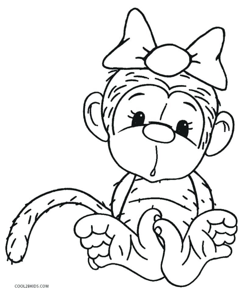811x960 Monkey Coloring Pages For Toddlers On Cute Baby Monkey Coloring